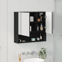 Produktbild för Spegelskåp Väggmonterad Svart 59 x 17 x 55 cm Konstruerat trä