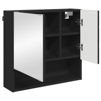 Produktbild för Spegelskåp Väggmonterad Svart 59 x 17 x 55 cm Konstruerat trä