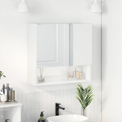 vidaXL Spegelskåp Högblanka vita 59 x 17 x 55 cm Konstruerat trä
