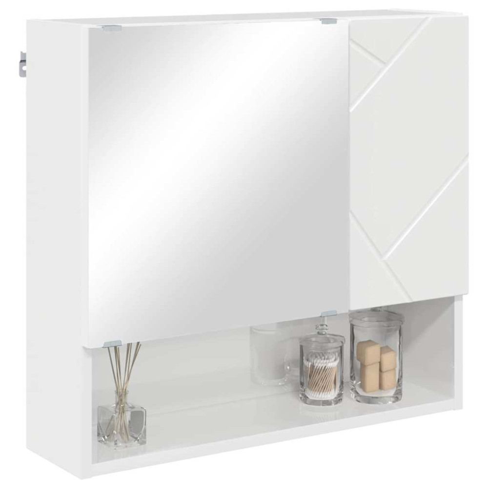 Produktbild för Spegelskåp Högblanka vita 59 x 17 x 55 cm Konstruerat trä