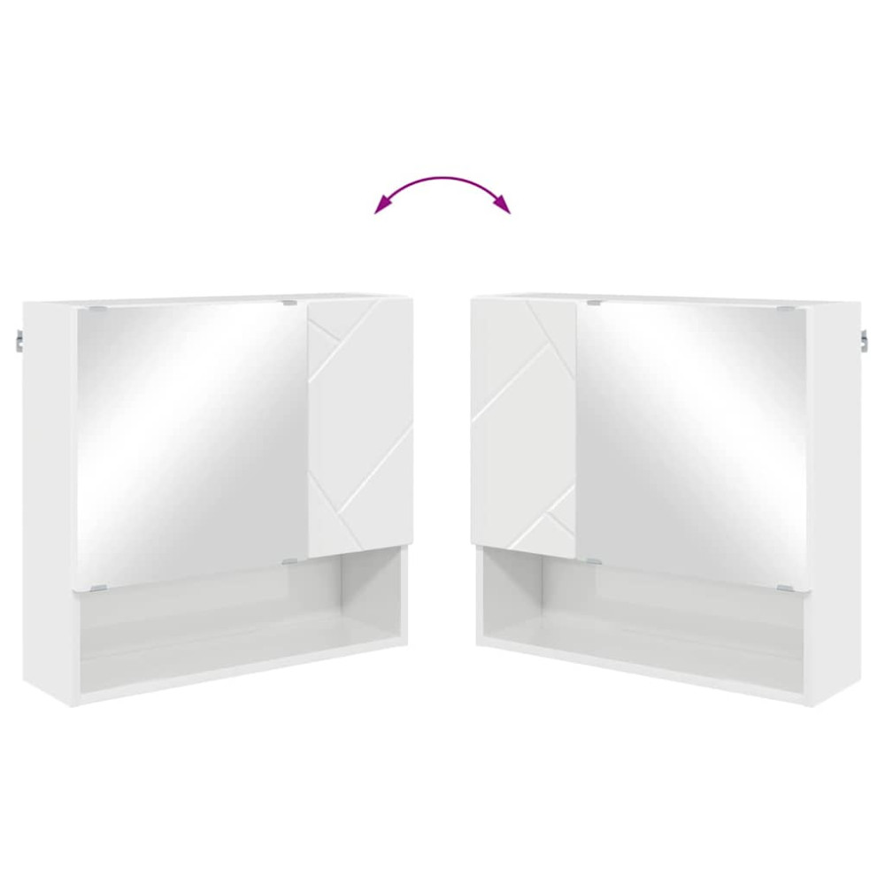 Produktbild för Spegelskåp Högblanka vita 59 x 17 x 55 cm Konstruerat trä