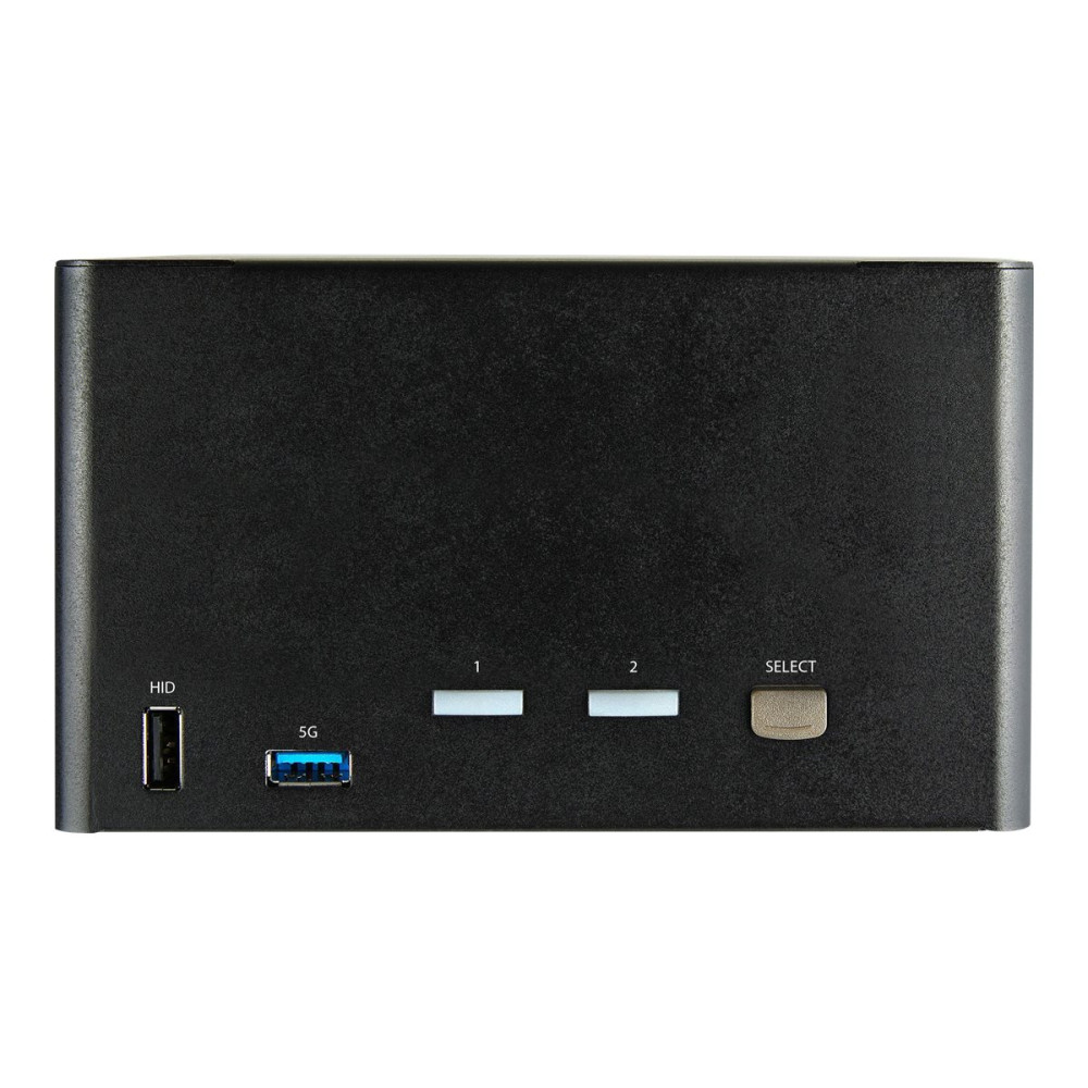 Produktbild för StarTech.com 2-ports DisplayPort KVM-switch för fyra skärmar - 4K 60 Hz UHD HDR - Desktop 4K DP 1.2 KVM med 2 portar USB 3.0-hubb (5 Gbps) och 4x USB 2.0 HID-portar, ljud - Snabbtangenter för omkoppling - TAA - omkopplare för tangentbord/video/mus/ljud - 