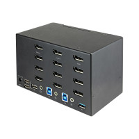 Produktbild för StarTech.com 2-ports DisplayPort KVM-switch för fyra skärmar - 4K 60 Hz UHD HDR - Desktop 4K DP 1.2 KVM med 2 portar USB 3.0-hubb (5 Gbps) och 4x USB 2.0 HID-portar, ljud - Snabbtangenter för omkoppling - TAA - omkopplare för tangentbord/video/mus/ljud - 