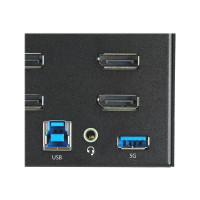 Produktbild för StarTech.com 2-ports DisplayPort KVM-switch för fyra skärmar - 4K 60 Hz UHD HDR - Desktop 4K DP 1.2 KVM med 2 portar USB 3.0-hubb (5 Gbps) och 4x USB 2.0 HID-portar, ljud - Snabbtangenter för omkoppling - TAA - omkopplare för tangentbord/video/mus/ljud - 