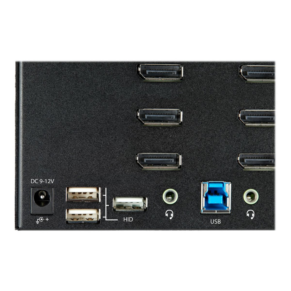 Produktbild för StarTech.com 2-ports DisplayPort KVM-switch för fyra skärmar - 4K 60 Hz UHD HDR - Desktop 4K DP 1.2 KVM med 2 portar USB 3.0-hubb (5 Gbps) och 4x USB 2.0 HID-portar, ljud - Snabbtangenter för omkoppling - TAA - omkopplare för tangentbord/video/mus/ljud - 