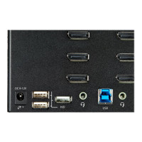 Produktbild för StarTech.com 2-ports DisplayPort KVM-switch för fyra skärmar - 4K 60 Hz UHD HDR - Desktop 4K DP 1.2 KVM med 2 portar USB 3.0-hubb (5 Gbps) och 4x USB 2.0 HID-portar, ljud - Snabbtangenter för omkoppling - TAA - omkopplare för tangentbord/video/mus/ljud - 