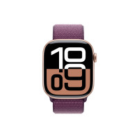 Produktbild för Apple Watch Series 10 (GPS + Cellular) - guldrosa aluminium - smart klocka med sportögla - plommonfärgat - 64 GB