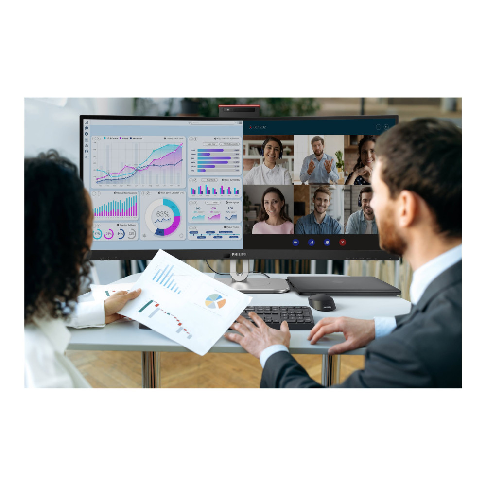 Produktbild för Philips 34B2U6603CH - 6000 Series - LED-skärm - böjd - 34" - HDR