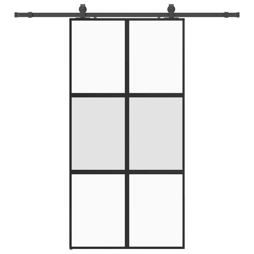 Produktbild för Skjutdörr med beslag svart 102,5x205 cm härdat glas