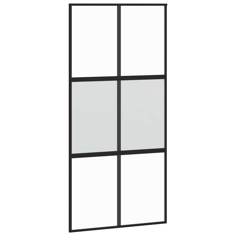 Produktbild för Skjutdörr med beslag svart 102,5x205 cm härdat glas