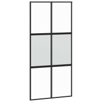 Produktbild för Skjutdörr med beslag svart 102,5x205 cm härdat glas