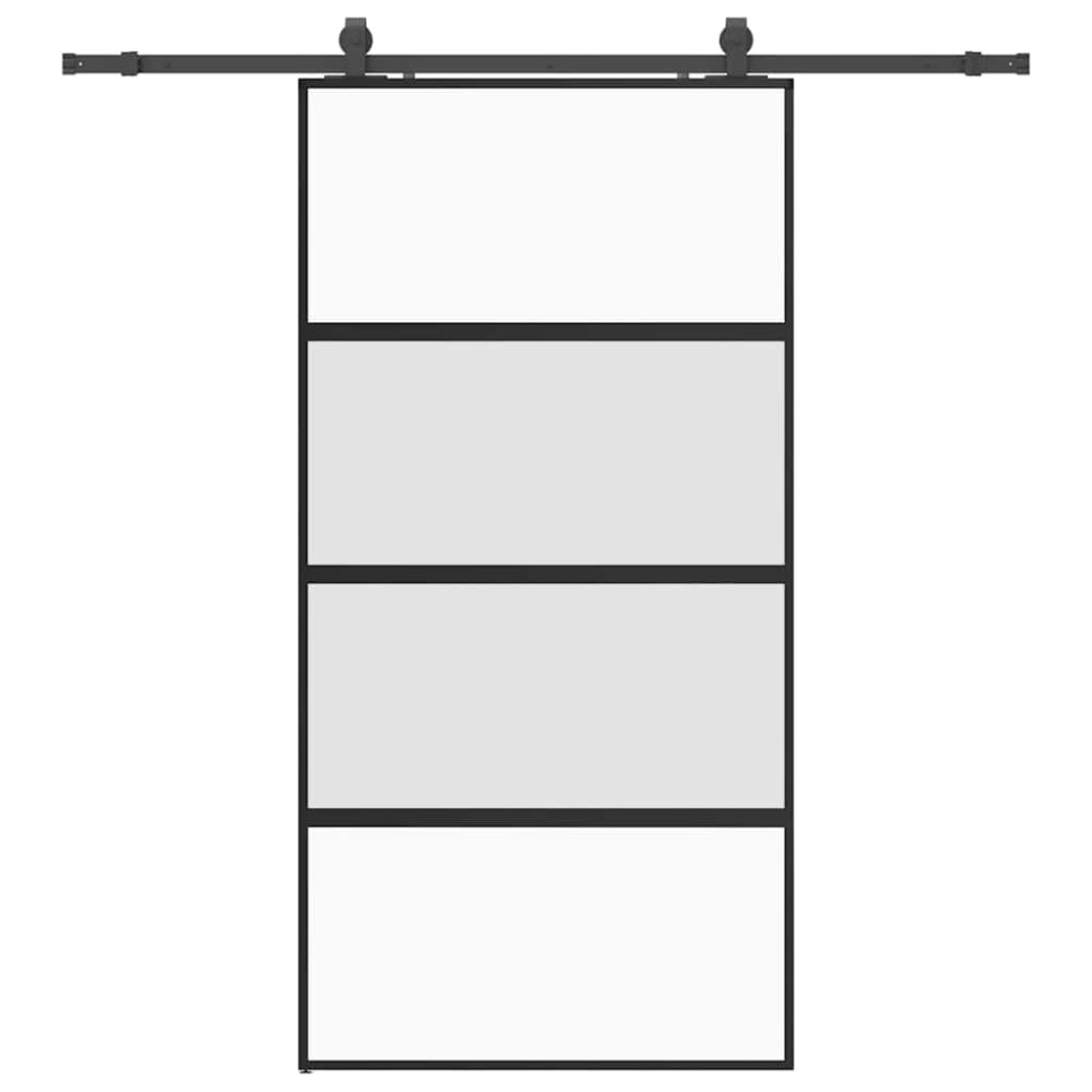 Produktbild för Skjutdörr med beslag svart 102,5x205 cm härdat glas