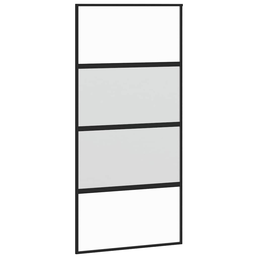 Produktbild för Skjutdörr med beslag svart 102,5x205 cm härdat glas