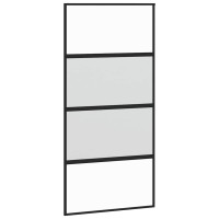 Produktbild för Skjutdörr med beslag svart 102,5x205 cm härdat glas