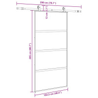 Produktbild för Skjutdörr med beslag svart 102,5x205 cm härdat glas