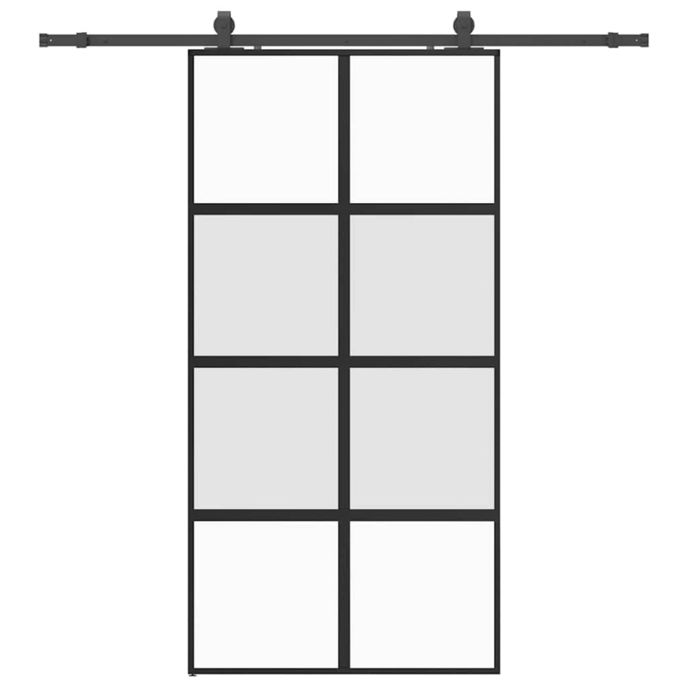 Produktbild för Skjutdörr med beslag svart 102,5x205 cm härdat glas