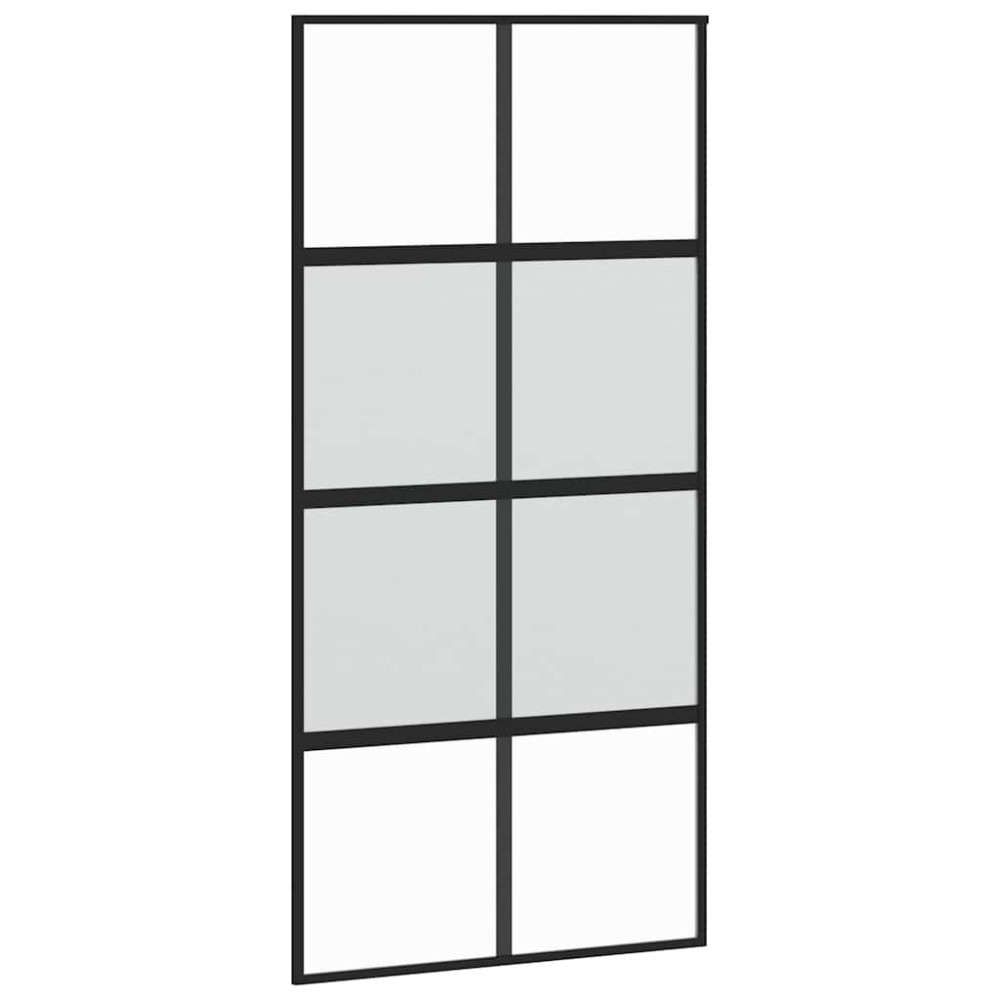 Produktbild för Skjutdörr med beslag svart 102,5x205 cm härdat glas