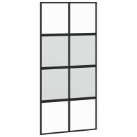 Produktbild för Skjutdörr med beslag svart 102,5x205 cm härdat glas