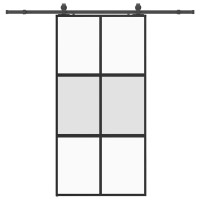 Produktbild för Skjutdörr med beslag svart 102,5x205 cm härdat glas