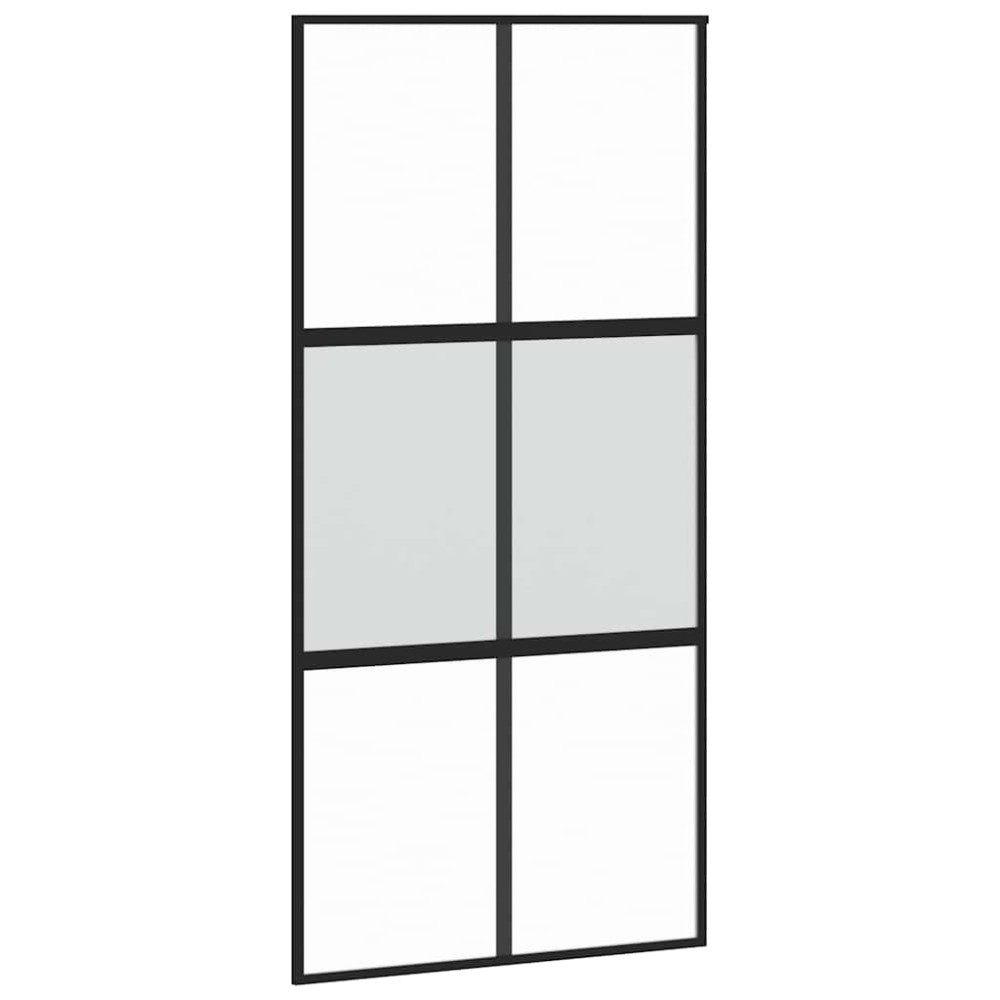 Produktbild för Skjutdörr med beslag svart 102,5x205 cm härdat glas