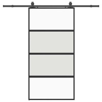Produktbild för Skjutdörr med beslag svart 102,5x205 cm härdat glas