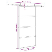 Produktbild för Skjutdörr med beslag svart 102,5x205 cm härdat glas