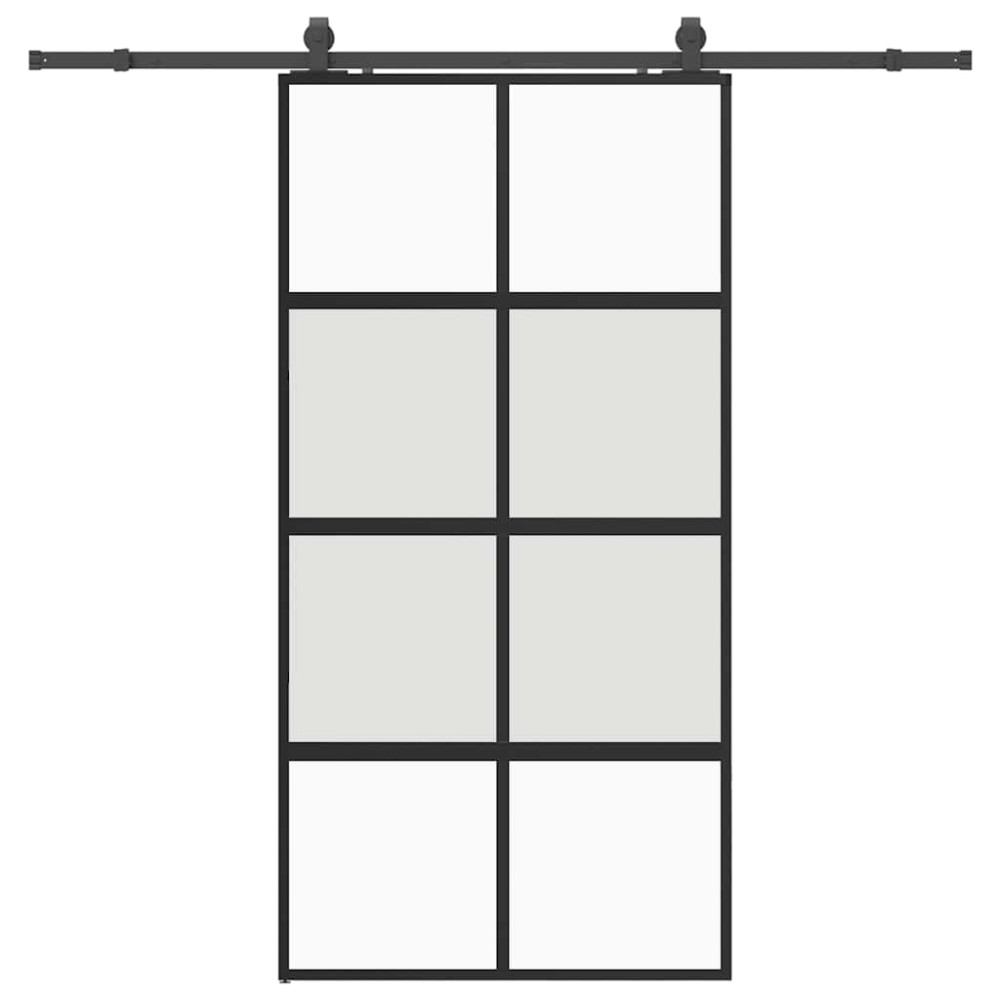 Produktbild för Skjutdörr med beslag svart 102,5x205 cm härdat glas