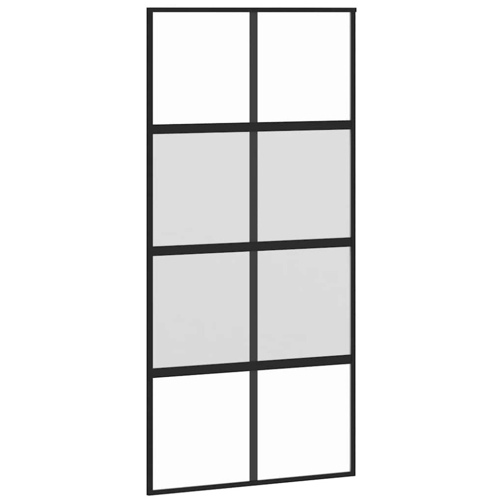 Produktbild för Skjutdörr med beslag svart 102,5x205 cm härdat glas