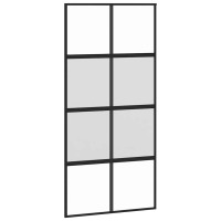 Produktbild för Skjutdörr med beslag svart 102,5x205 cm härdat glas