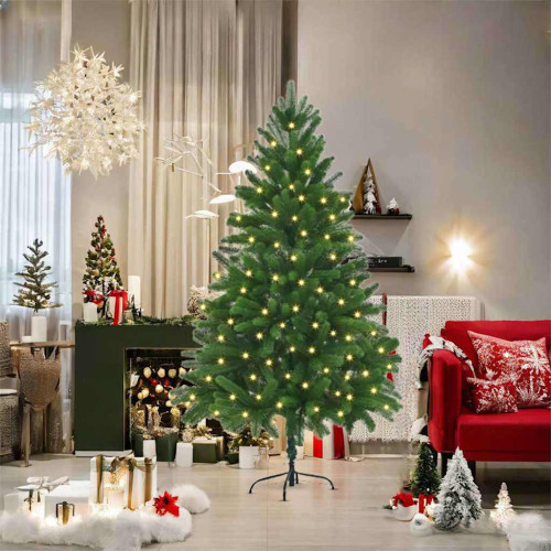 vidaXL Julgran med 300 LED-lampor med stativ Grön 180 cm PE