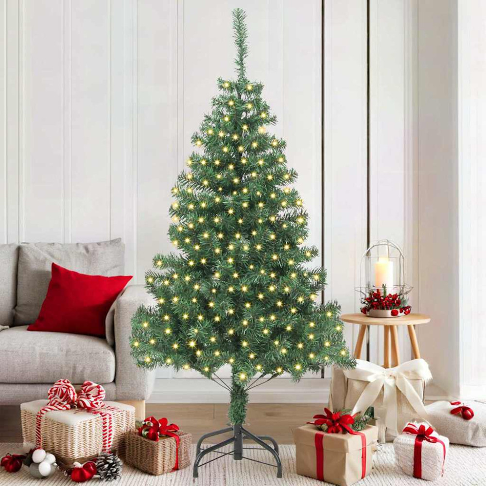 Produktbild för Julgran med 300 LED-lampor med stativ Grön 180 cm PVC
