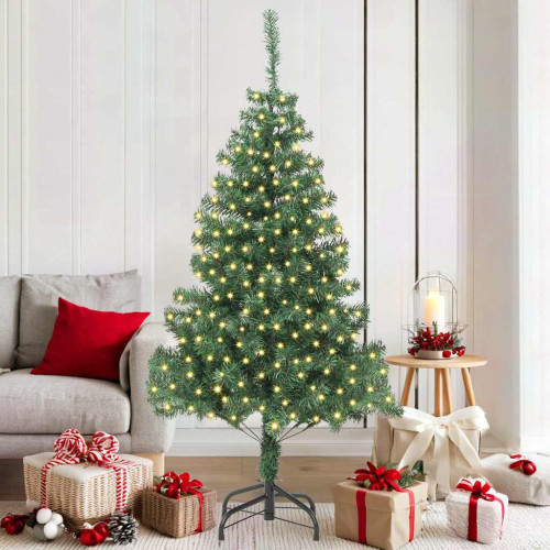 vidaXL Julgran med 300 LED-lampor med stativ Grön 180 cm PVC