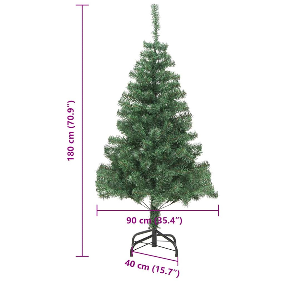 Produktbild för Julgran med 300 LED-lampor med stativ Grön 180 cm PVC