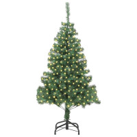 Produktbild för Julgran med 300 LED-lampor med stativ Grön 180 cm PVC
