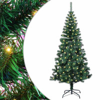 Produktbild för Konstgjord Förbelyst Julgran Grön 120 cm PVC och metall