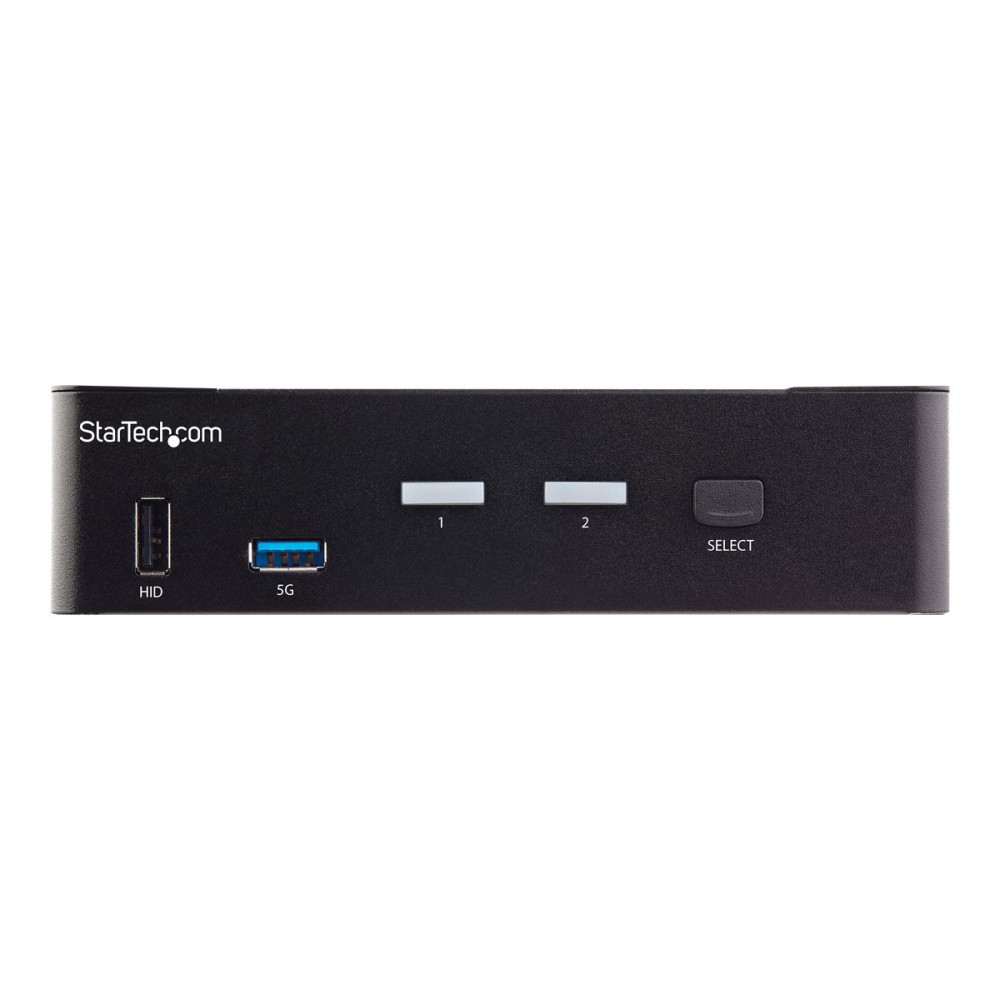 Produktbild för StarTech.com 2-ports HDMI KVM-switch - En skärm 4K 60 Hz Ultra HD HDR - Desktop HDMI 2.0 KVM-switch med 2 portar USB 3.0-hubb (5 Gbit/s) och 4x USB 2.0 HID, ljud - Snabbtangenter för omkoppling - TAA - omkopplare för tangentbord/video/mus/ljud - 2 portar 