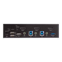 Produktbild för StarTech.com 2-ports HDMI KVM-switch - En skärm 4K 60 Hz Ultra HD HDR - Desktop HDMI 2.0 KVM-switch med 2 portar USB 3.0-hubb (5 Gbit/s) och 4x USB 2.0 HID, ljud - Snabbtangenter för omkoppling - TAA - omkopplare för tangentbord/video/mus/ljud - 2 portar 
