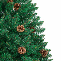 Produktbild för Smal julgran med 300 LED-lampor Grön 210 cm PVC och solid furu