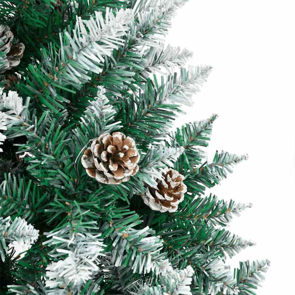 Produktbild för Smal julgran med 300 LED-lampor Grön 180 cm PVC och solid furu