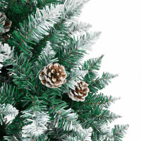 Produktbild för Smal julgran med 300 LED-lampor Grön 180 cm PVC och solid furu