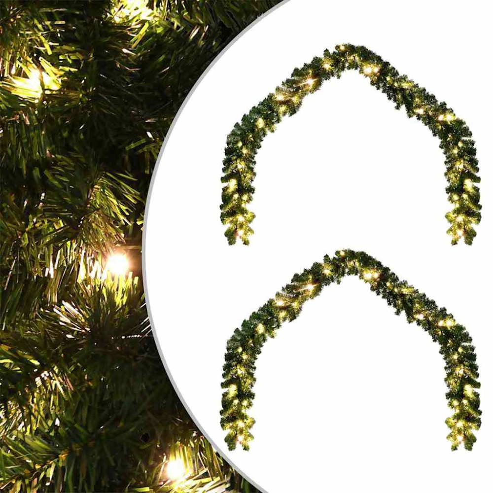 Produktbild för Julgirlander med 600 LED-lampor 2 pcs Grön PVC
