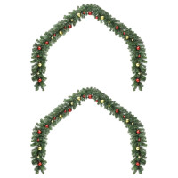 Produktbild för Julgirlander med 600 LED-lampor 2 pcs Grön PVC