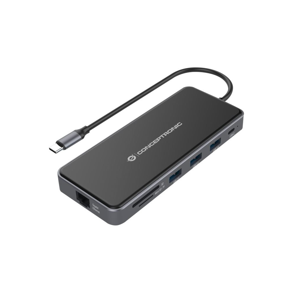 Produktbild för Conceptronic DONN15G - dockningsstation - USB-C 3.2 Gen 1 - VGA, 2 x HDMI - 1GbE