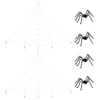 Produktbild för Halloween-spindel dekoration med nät 4 pcs Svart och vit