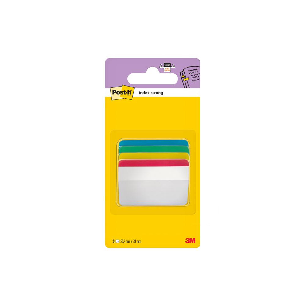 Produktbild för Index POST-IT stark 38x51v b/g/r/g 24/f