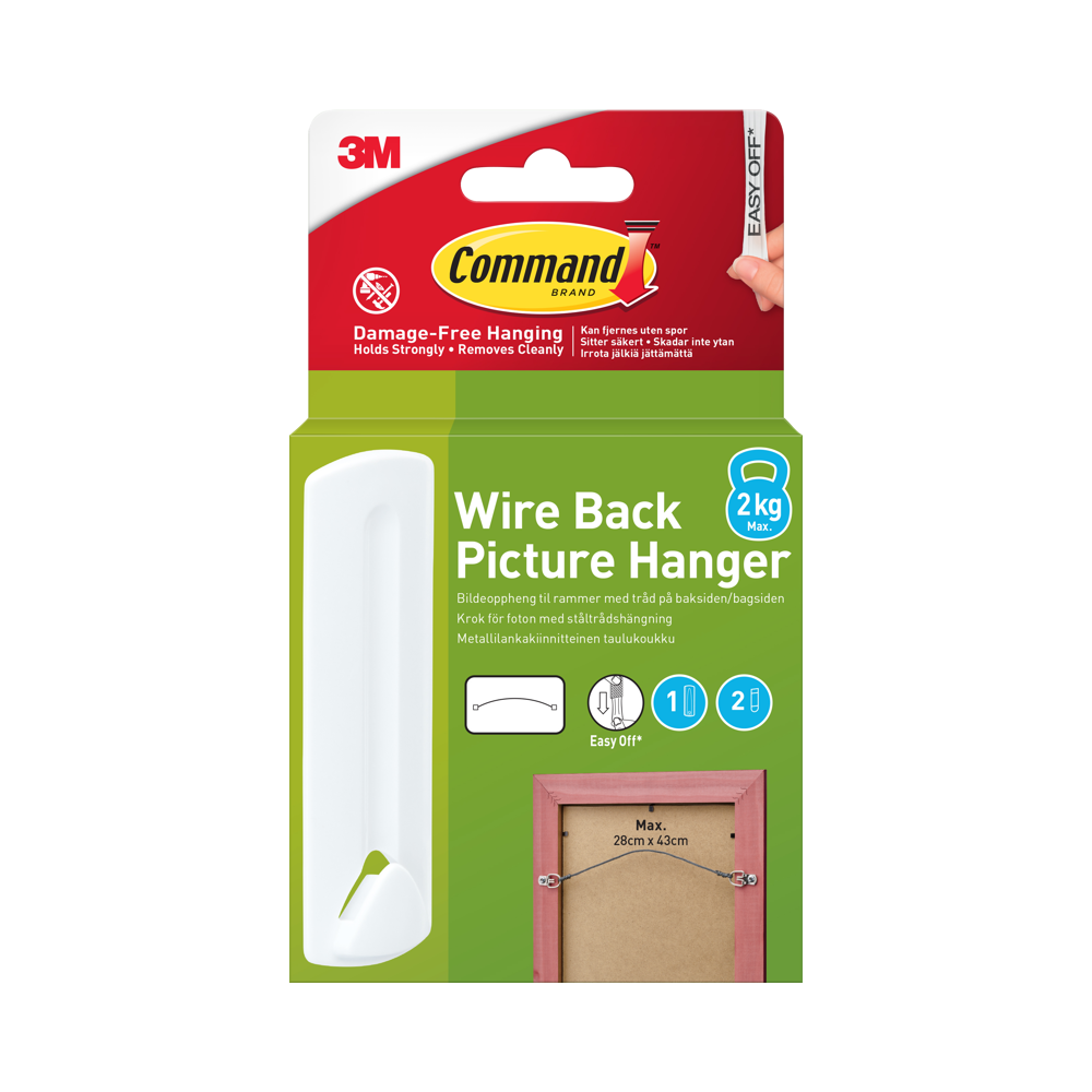 Produktbild för 3M Command Wire 1 Hook+2 Strips