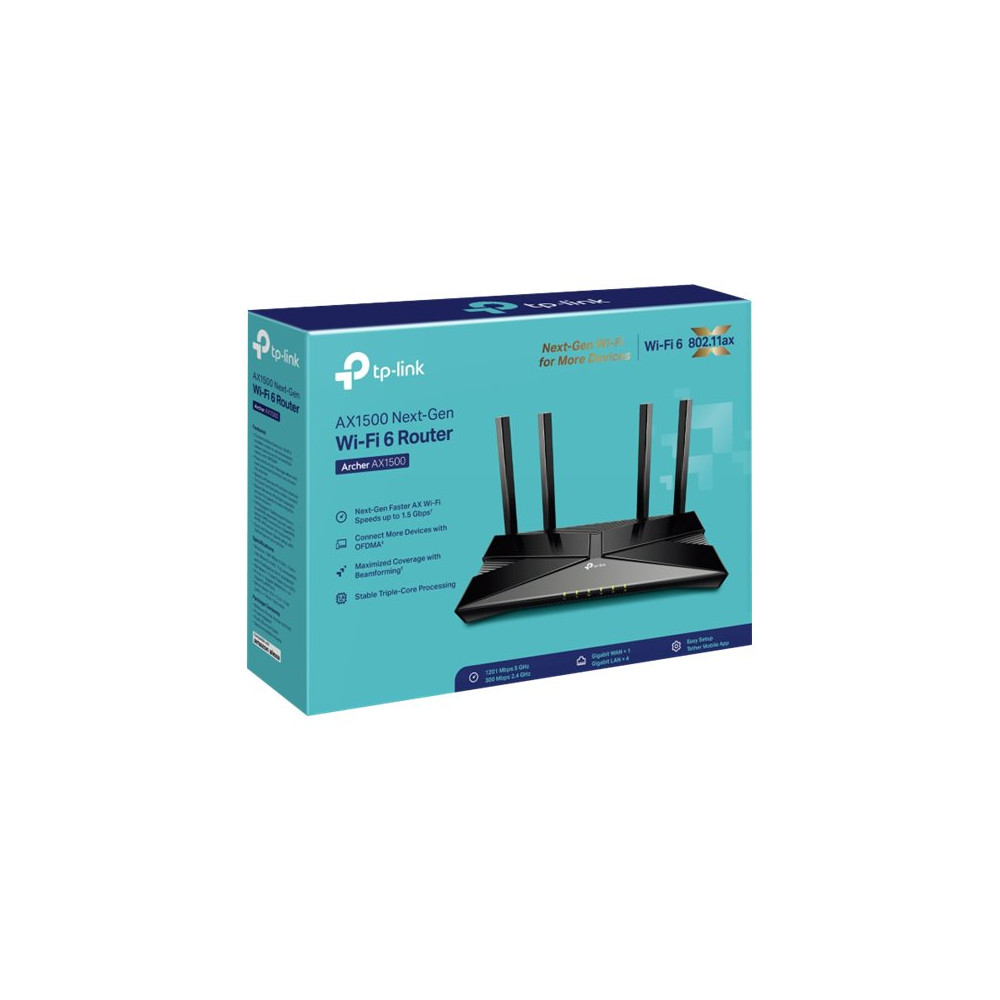 Produktbild för TP-Link Archer AX1500 - trådlös router - Wi-Fi 6 - skrivbordsmodell