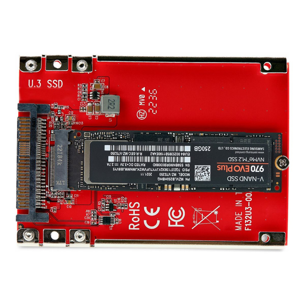 Produktbild för StarTech.com M.2 to U.3 Adapter, For M.2 NVMe SSDs, PCIe M.2 Drive to 2.5inch U.3 (SFF-TA-1001) Host Adapter/Converter, TAA Compliant - 2.5" Drive Form Factor (1M25-U3-M2-ADAPTER) - gränssnittsadapter - M.2 NVMe Card / PCIe 4.0 (NVMe) - U.3 - TAA-kompatib