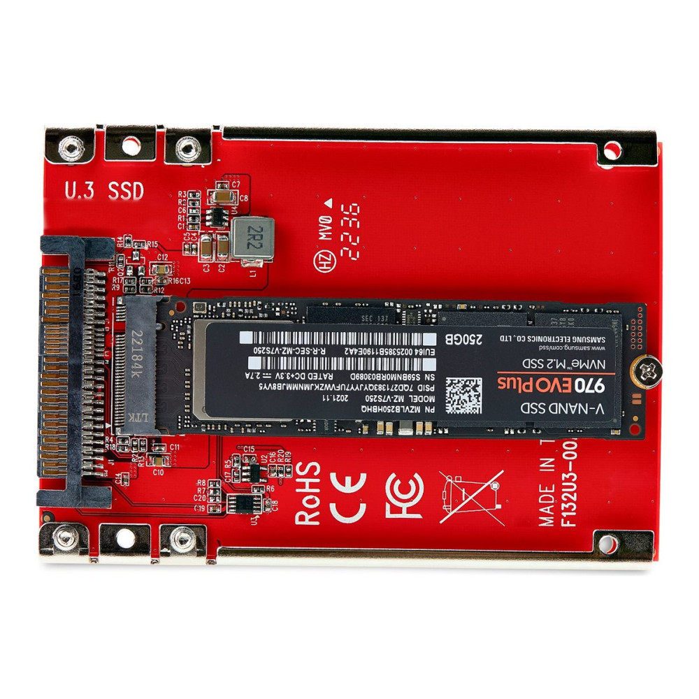 Produktbild för StarTech.com M.2 to U.3 Adapter, For M.2 NVMe SSDs, PCIe M.2 Drive to 2.5inch U.3 (SFF-TA-1001) Host Adapter/Converter, TAA Compliant - 2.5" Drive Form Factor (1M25-U3-M2-ADAPTER) - gränssnittsadapter - M.2 NVMe Card / PCIe 4.0 (NVMe) - U.3 - TAA-kompatib