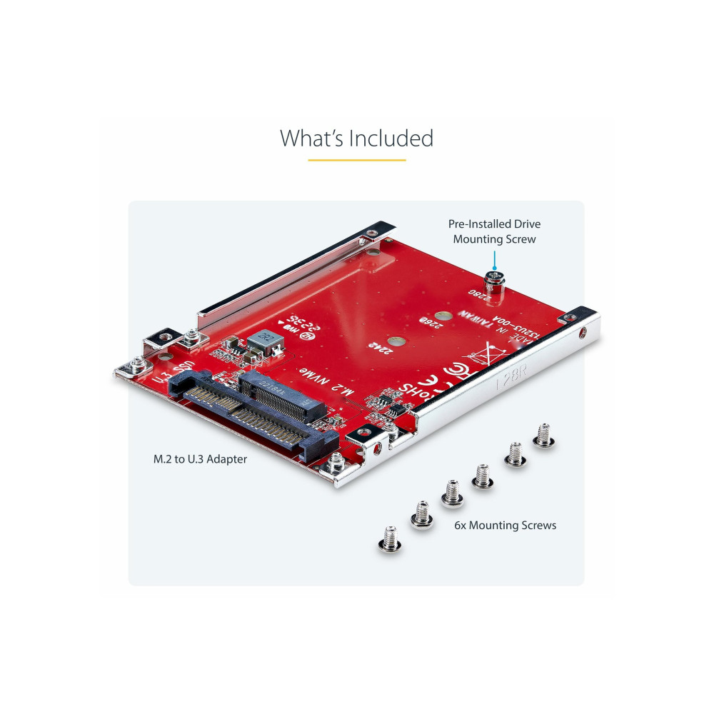 Produktbild för StarTech.com M.2 to U.3 Adapter, For M.2 NVMe SSDs, PCIe M.2 Drive to 2.5inch U.3 (SFF-TA-1001) Host Adapter/Converter, TAA Compliant - 2.5" Drive Form Factor (1M25-U3-M2-ADAPTER) - gränssnittsadapter - M.2 NVMe Card / PCIe 4.0 (NVMe) - U.3 - TAA-kompatib
